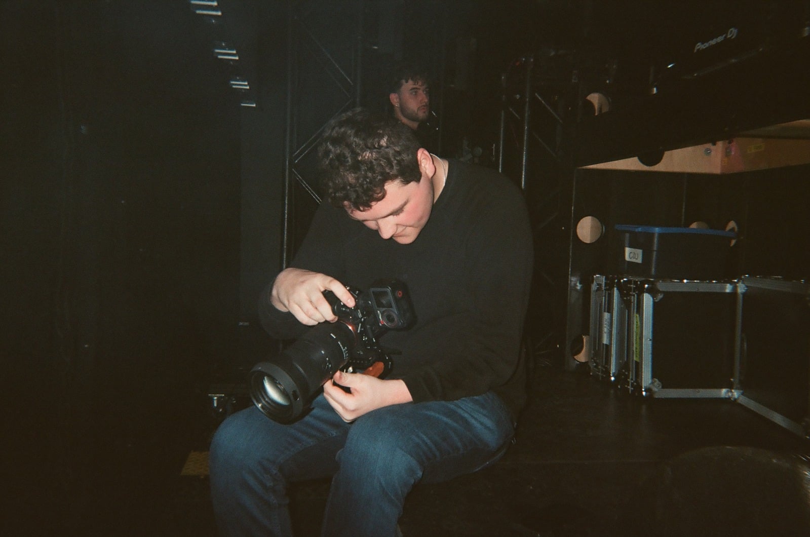 Founder Hayden James preparing a Sony camera rig behind the scenes